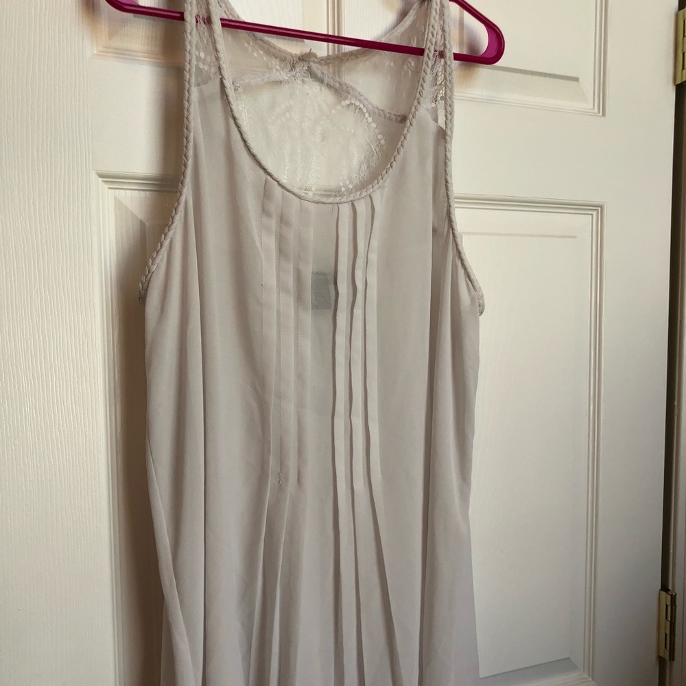White Lace Detail Chiffon Tank Top